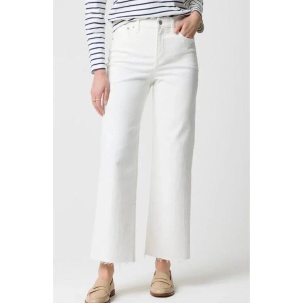 J. Crew '96 Slim Wide Jeans Retro Raw Hem White Preppy Beachy Coastal Size 28